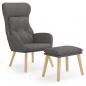 Preview: Relaxsessel mit Hocker Dunkelgrau Stoff