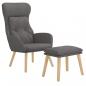 Preview: Relaxsessel mit Hocker Dunkelgrau Stoff