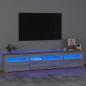 Preview: ARDEBO.de - TV-Schrank mit LED-Leuchten Grau Sonoma 210x35x40 cm