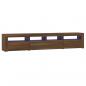 Preview: TV-Schrank mit LED-Leuchten Braun Eichen-Optik 210x35x40 cm