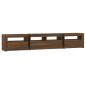 Preview: TV-Schrank mit LED-Leuchten Braun Eichen-Optik 210x35x40 cm