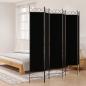 Preview: ARDEBO.de - 6-tlg. Paravent Schwarz 240x200 cm Stoff