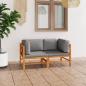 Preview: ARDEBO.de - 2-Sitzer-Gartensofa mit Grauen Kissen Massivholz Teak