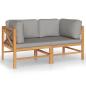 Preview: 2-Sitzer-Gartensofa mit Grauen Kissen Massivholz Teak