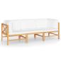 Preview: 3-Sitzer-Gartensofa mit Creme Kissen Massivholz Teak