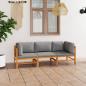 Preview: ARDEBO.de - 3-Sitzer-Gartensofa mit Grauen Kissen Massivholz Teak