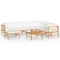 Preview: 8-tlg. Garten-Lounge-Set mit Creme Kissen Massivholz Teak