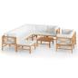 Preview: 10-tlg. Garten-Lounge-Set mit Creme Kissen Massivholz Teak