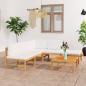Preview: ARDEBO.de - 6-tlg. Garten-Lounge-Set mit Creme Kissen Massivholz Teak