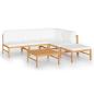 Preview: 6-tlg. Garten-Lounge-Set mit Creme Kissen Massivholz Teak