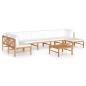 Preview: 8-tlg. Garten-Lounge-Set mit Creme Kissen Massivholz Teak