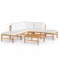 Preview: 6-tlg. Garten-Lounge-Set mit Creme Kissen Massivholz Teak