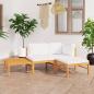 Preview: ARDEBO.de - 4-tlg. Garten-Lounge-Set mit Creme Kissen Massivholz Teak