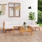Preview: ARDEBO.de - 7-tlg. Garten-Lounge-Set mit Creme Kissen Massivholz Teak