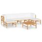 Preview: 7-tlg. Garten-Lounge-Set mit Creme Kissen Massivholz Teak