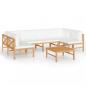 Preview: 7-tlg. Garten-Lounge-Set mit Creme Kissen Massivholz Teak