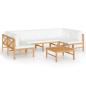 Preview: 7-tlg. Garten-Lounge-Set mit Creme Kissen Massivholz Teak