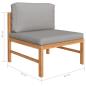 Preview: 7-tlg. Garten-Lounge-Set mit Grauen Kissen Massivholz Teak