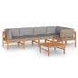 Preview: 6-tlg. Garten-Lounge-Set mit Grauen Kissen Massivholz Teak