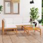 Preview: ARDEBO.de - 5-tlg. Garten-Lounge-Set mit Creme Kissen Massivholz Teak