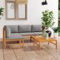 Preview: ARDEBO.de - 5-tlg. Garten-Lounge-Set mit Grauen Kissen Massivholz Teak