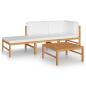 Preview: 4-tlg. Garten-Lounge-Set mit Creme Kissen Massivholz Teak