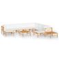 Preview: 12-tlg. Garten-Lounge-Set mit Creme Kissen Massivholz Teak