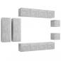 Preview: 8-tlg. TV-Schrank-Set Betongrau Holzwerkstoff