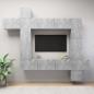 Preview: ARDEBO.de - 9-tlg. TV-Schrank-Set Betongrau Holzwerkstoff