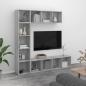 Preview: ARDEBO.de - 3-tlg. Bücherregal-/TV-Schrank-Set Grau Sonoma 180x30x180 cm