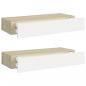 Preview: Wandregale mit Schubladen 2 Stk. Eichen-Optik Weiß 60x23,5x10cm