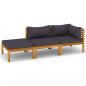 Preview: 3-tlg. Garten-Lounge-Set mit Auflagen Massivholz Akazie