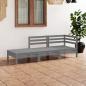 Preview: ARDEBO.de - 3-tlg. Garten-Lounge-Set Grau Massivholz Kiefer
