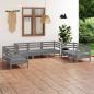 Preview: ARDEBO.de - 7-tlg. Garten-Lounge-Set Grau Massivholz Kiefer