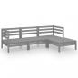 Preview: 4-tlg. Garten-Lounge-Set Massivholz Kiefer Grau