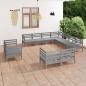 Preview: ARDEBO.de - 11-tlg. Garten-Lounge-Set Massivholz Kiefer Grau