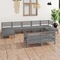 Preview: ARDEBO.de - 9-tlg. Garten-Lounge-Set Grau Massivholz Kiefer