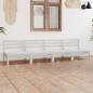 Preview: ARDEBO.de - 4-tlg. Garten-Lounge-Set Weiß Kiefer Massivholz