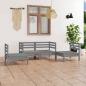 Preview: ARDEBO.de - 4-tlg. Garten-Lounge-Set Grau Kiefer Massivholz