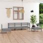 Preview: ARDEBO.de - 5-tlg. Garten-Lounge-Set Grau Kiefer Massivholz