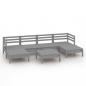 Preview: 7-tlg. Garten-Lounge-Set Grau Massivholz Kiefer