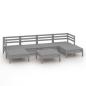 Preview: 7-tlg. Garten-Lounge-Set Grau Massivholz Kiefer