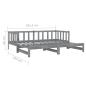 Preview: Tagesbett Ausziehbar Grau Kiefer Massivholz 2x(90x200) cm