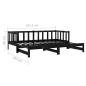 Preview: Tagesbett Ausziehbar Schwarz Kiefer Massivholz 2x(90x200) cm