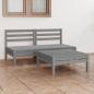 Preview: ARDEBO.de - 3-tlg. Garten-Lounge-Set Grau Kiefer Massivholz