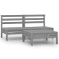 Preview: 3-tlg. Garten-Lounge-Set Grau Kiefer Massivholz