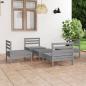 Preview: ARDEBO.de - 5-tlg. Garten-Lounge-Set Grau Kiefer Massivholz