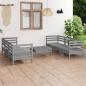 Preview: ARDEBO.de - 7-tlg. Garten-Lounge-Set Grau Kiefer Massivholz