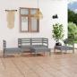 Preview: ARDEBO.de - 5-tlg. Garten-Lounge-Set Grau Kiefer Massivholz