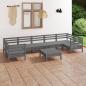 Preview: ARDEBO.de - 8-tlg. Garten-Lounge-Set Grau Massivholz Kiefer